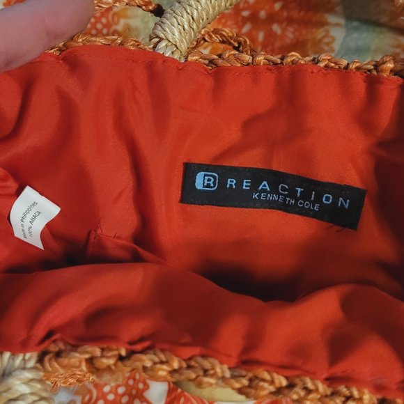 Kenneth Cole Reaction Straw Abaca Tote Bag , Orange - Picture 5 of 5
